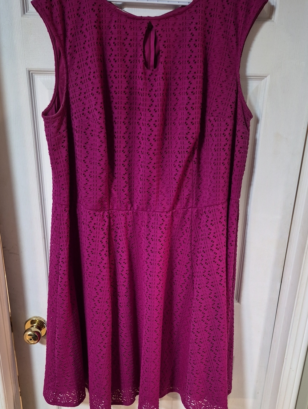 Sleeveless Eyelet Fit & Flare Dress - Magenta